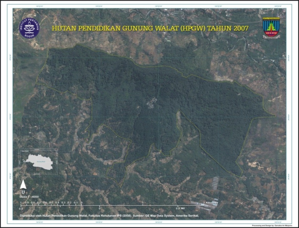 Gambar 8. Peta citra tahun 2007 kondisi tutupan lahan kawasan Hutan Pendidikan Gunung Walat 