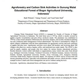 2011_Agroforestry and Carbon Sink Activities in Gunung Walat Educational Forest of Bogor Agricultural University, Indonesia